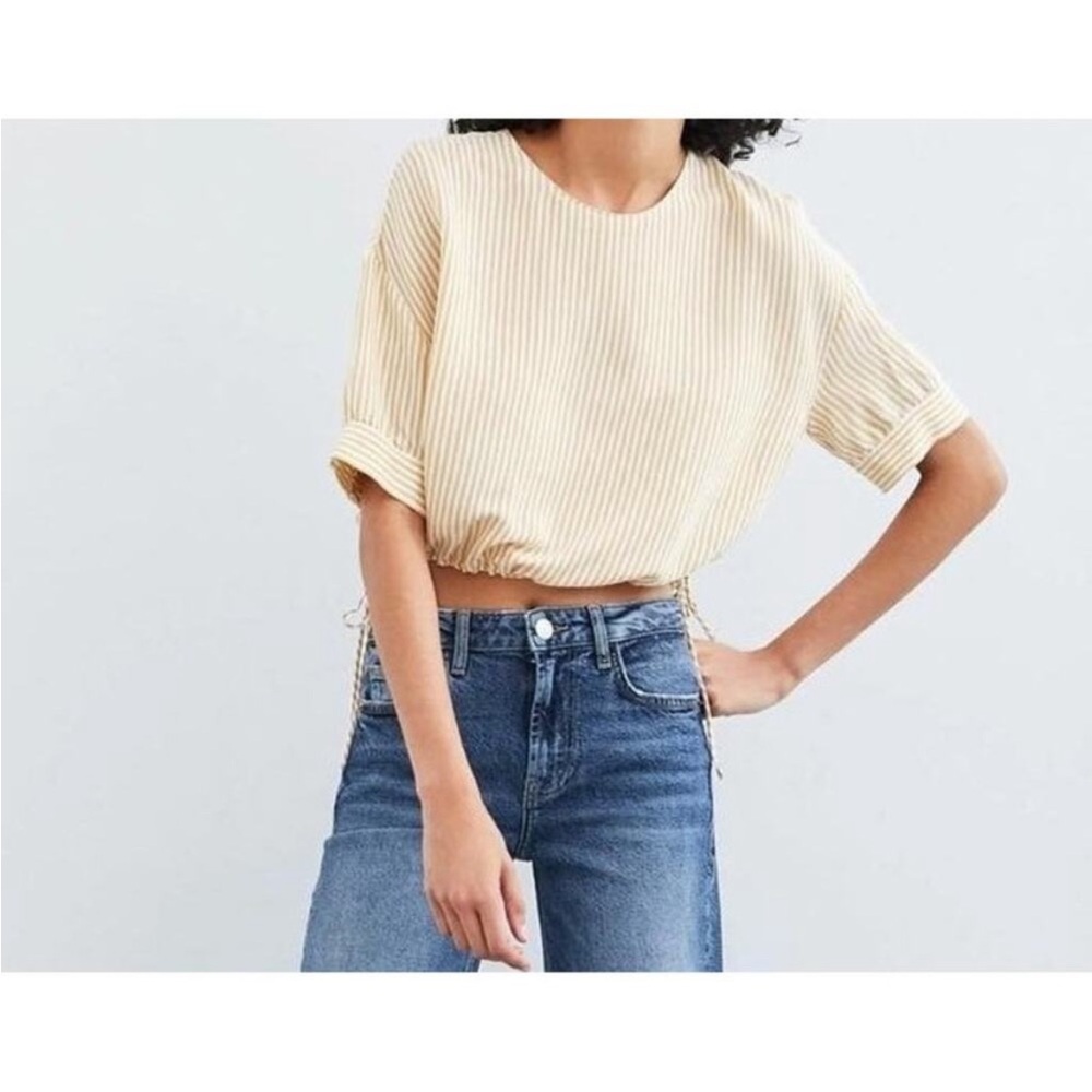 Zara butter yellow and white striped crop top-light, feminine & summery